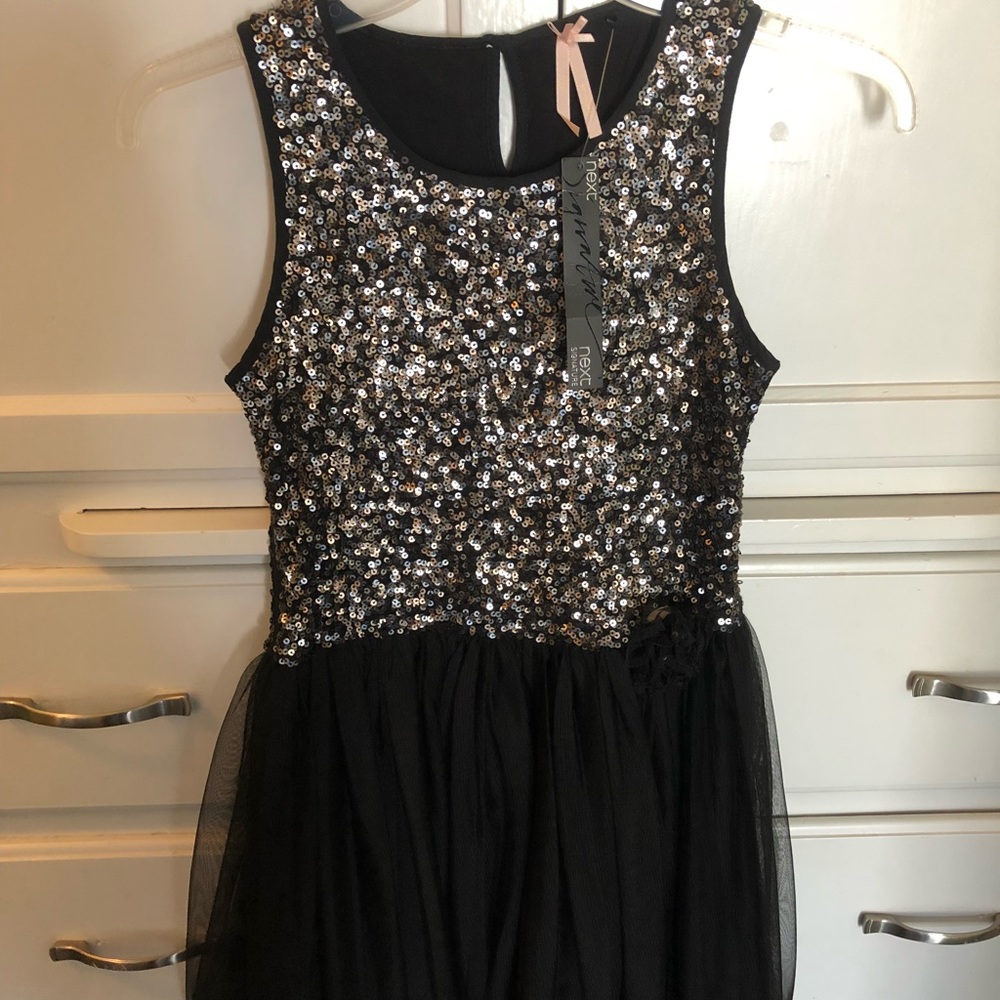 Next black sequins girls party dress size 12 years